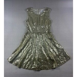 Dressever Gold Sequin Fit Flare Dress Party Cocktail Sparkle Size 1